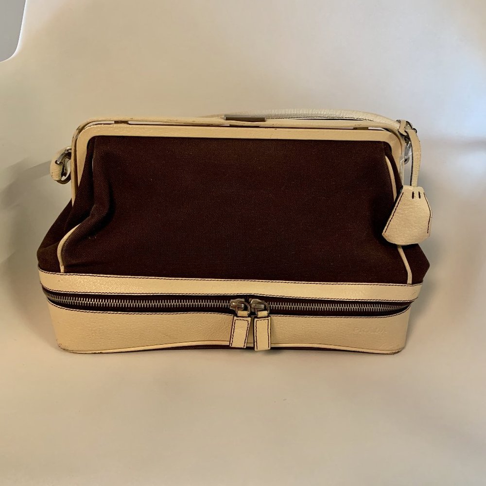 Prada Canapa Cerniera Doctor Bag in Canvas/Leather